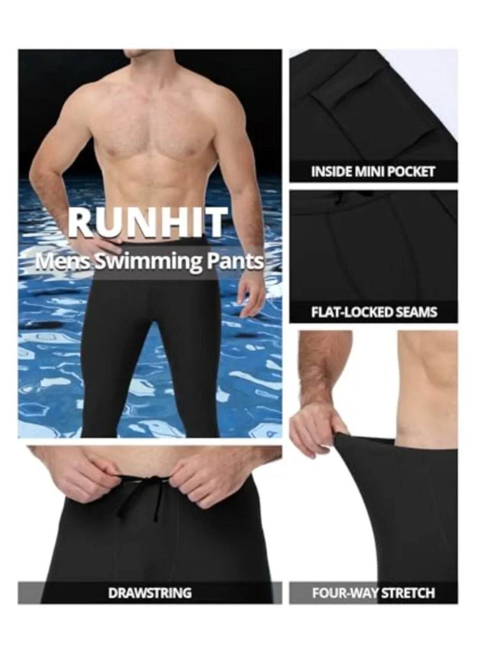 Men's UPF 50+ Swim Pants Quick Dry Surfing Leggings UV Protection Tights